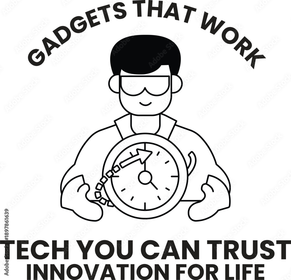 Fototapeta premium A man holding a clock with the words 