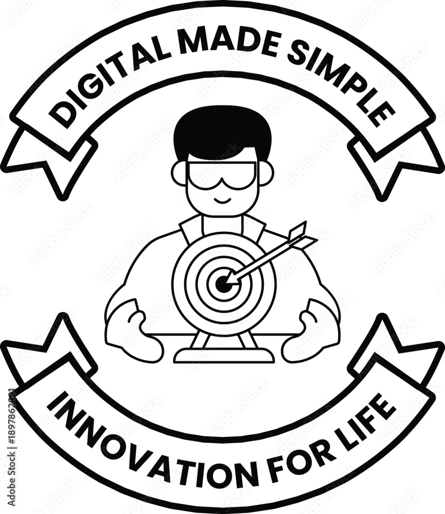 Fototapeta premium A man holding a bow and arrow with a target in front of him