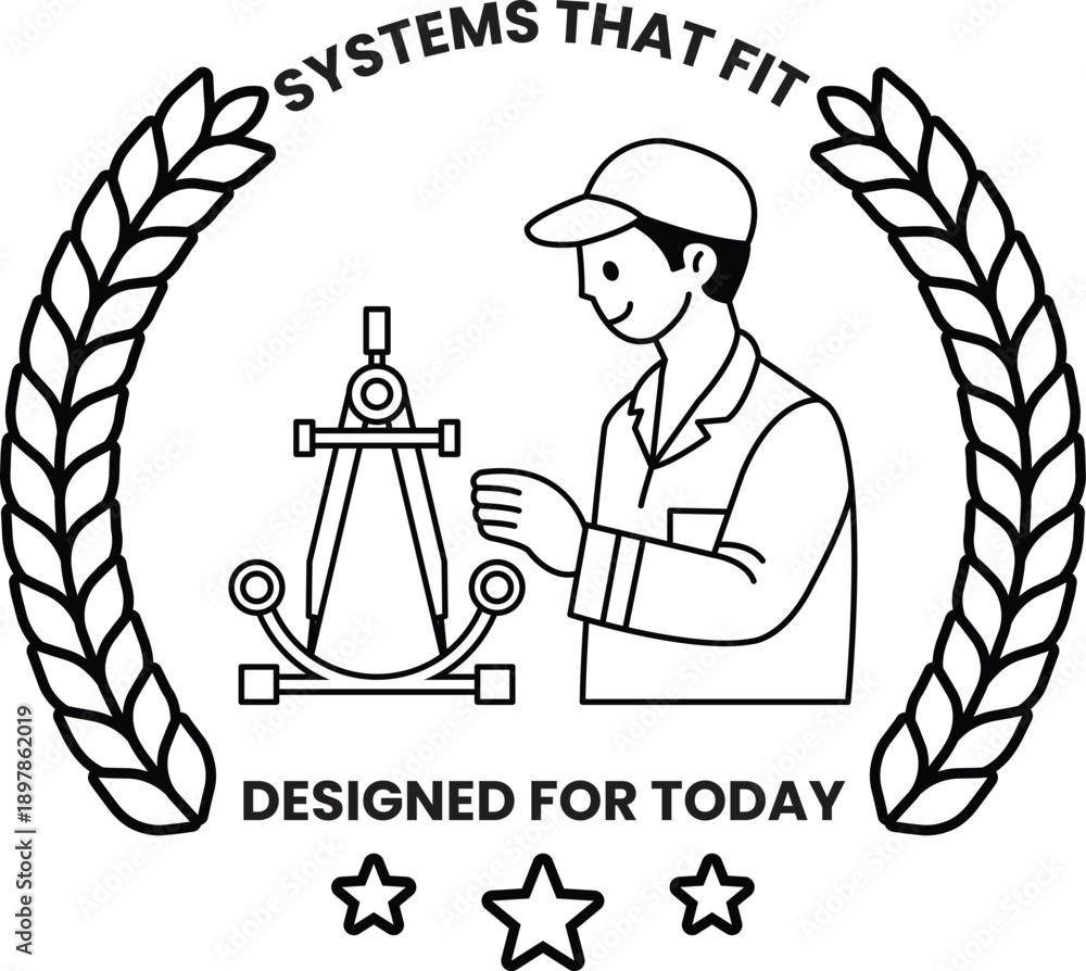 Naklejka premium A man is holding a compass and a ruler