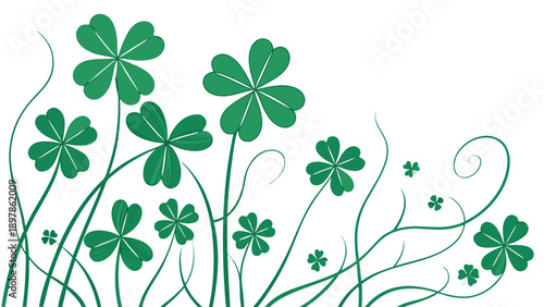 St Patrick’s Day Green Clover Leaves Decorative Background