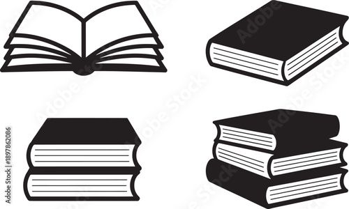 Book in black and white books stack stacked reading