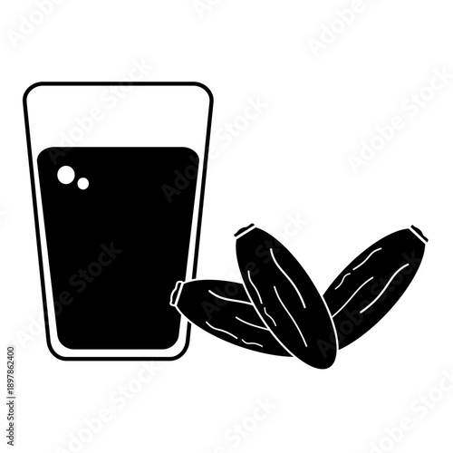 Drink and dates icon symbolizing simple iftar meal.