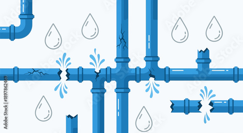 Leaking pipes with water droplets
