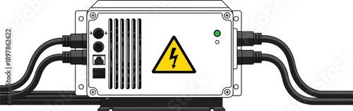 Electrical Device Box with Warning Symbol and Cables enclosure panel