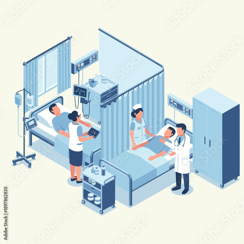 Medical Team Tending to Hospital Patient.