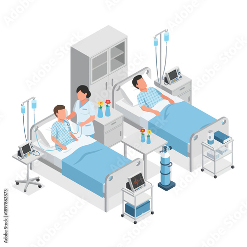 Medical Staff Tending to Hospital Patients.