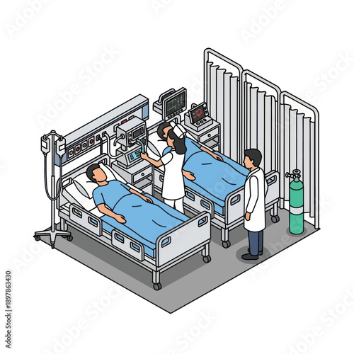 Medical Professionals Tending to Hospitalized Patients.
