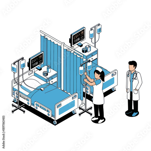 Medical Professionals Attending Hospitalized Patient.