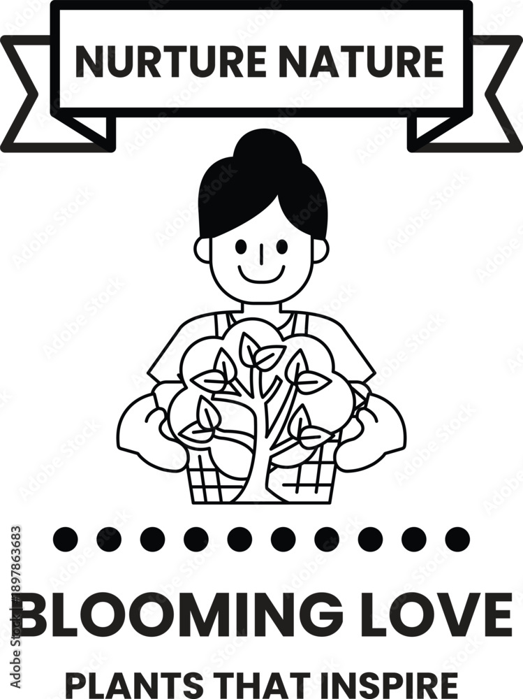 Fototapeta premium A woman holding a plant and a tree