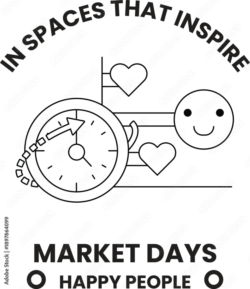 Fototapeta premium A smiling face with a clock and two hearts