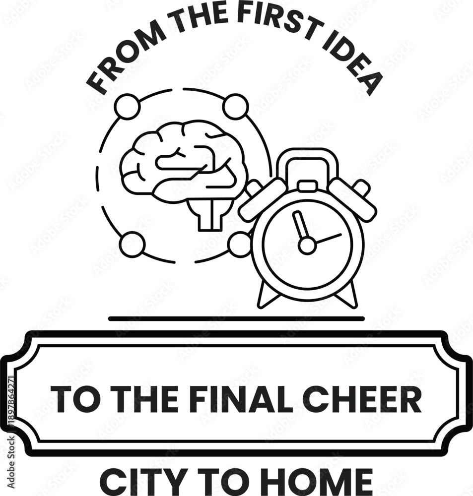 Fototapeta premium A black and white image of a brain and a clock