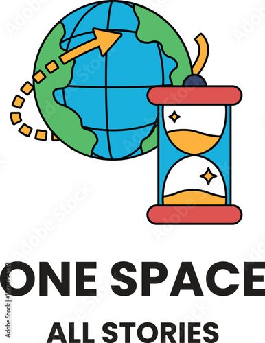 A globe and a sand timer are shown in front of a white background