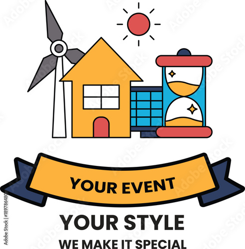 A banner for an event that says "Your Event Your Style" and features a house