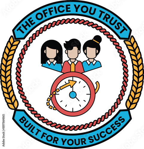 The Office You Trust logo features three people and a clock