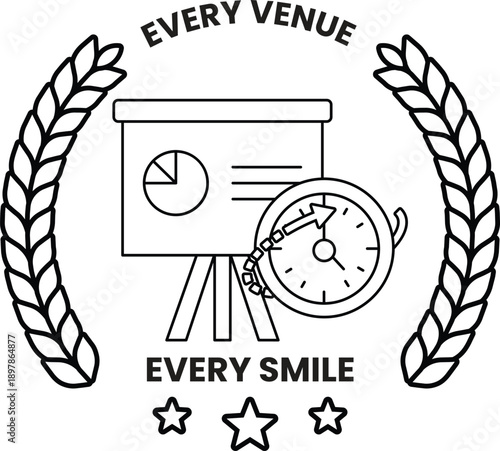 A black and white logo for Every Venue Every Smile