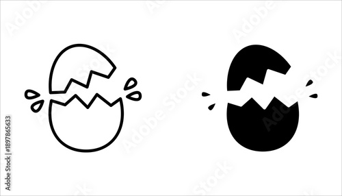 Set of hatching egg icons, vector illustrations on white background.