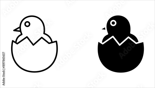 Set of hatching egg icons, vector illustrations on white background.