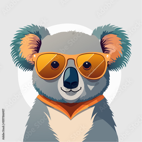 Cool Koala Bear Wearing Sunglasses, Graphic Vector Illustration