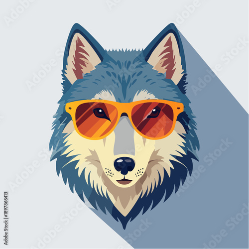 Cool Wolf Illustration with Stylish Sunglasses