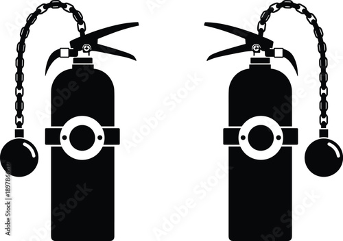 Fire extinguisher icon, safety equipment symbol, emergency protection device, industrial security concept, hazard prevention, firefighting tool, vector illustration