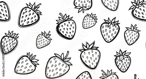 Stylized Illustration of Strawberries on White Background for Food Lovers and Designers
