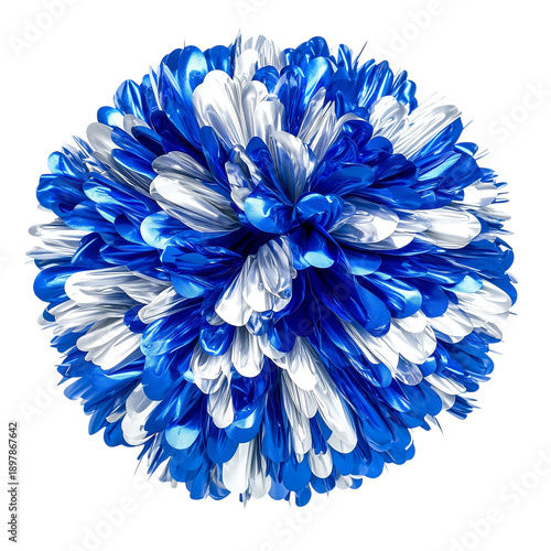 Metallic blue and silver pom pom for cheering isolated on transparent background png
