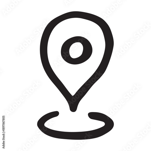Hand drawn map pin Map marker pointer sign GPS and mapping tools Location pin symbol Pinpoint clipart in doodle style Single element for web, design