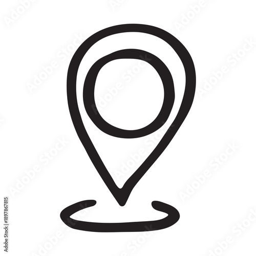 Hand drawn map pin Map marker pointer sign GPS and mapping tools Location pin symbol Pinpoint clipart in doodle style Single element for web, design