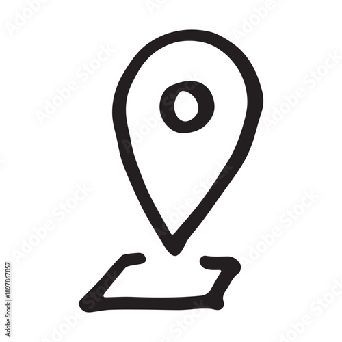 Hand drawn map pin Map marker pointer sign GPS and mapping tools Location pin symbol Pinpoint clipart in doodle style Single element for web, design