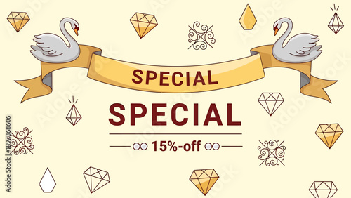 Special Offer Swans and Diamonds Illustration.