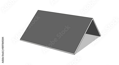 Gray bent panel forming a triangular shape, isolated on a white background, showcasing minimalist design and geometric simplicity