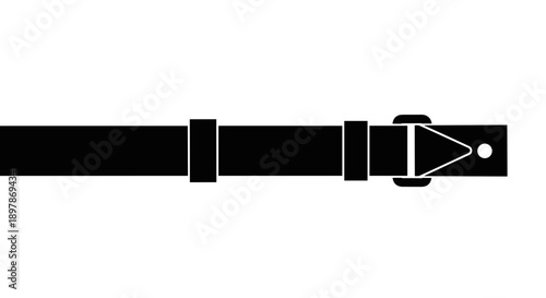 Black furniture strap with buckle isolated on white background, minimalist design emphasizing safety and security features