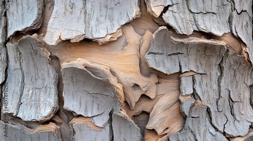 gouges. Close-up of deep, rough gouges clawed into tree bark, exposing torn wood fibers. wildlife magazines, conservation campaigns, designed for wildlife conservation campaigns.