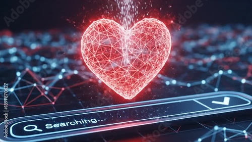 Abstract Red Heart Symbol Emerging From Search Bar Valentine's Day
