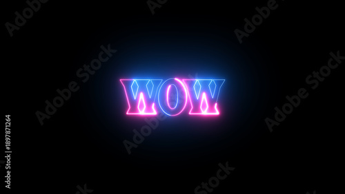 Wallpaper Mural WOW lettering neon sign. bright signboard, light banner. Wow neon, emblem. illustration Torontodigital.ca