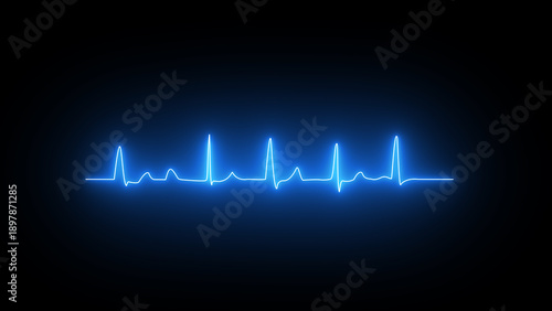 Wallpaper Mural Neon effect heartbeat line on the black background. Torontodigital.ca