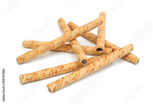 Waffle rolls isolated on white background