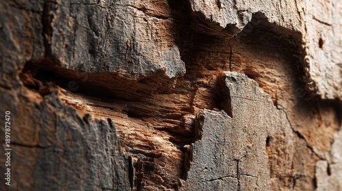 gouges. Close-up of deep, rough gouges clawed into tree bark, exposing torn wood fibers. wildlife magazines, conservation campaigns, designed for wildlife conservation campaigns.