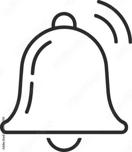 A black line drawing of a ringing bell icon on a used for notifications and alerts