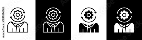employee white icon set design