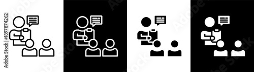 mentoring white icon set design