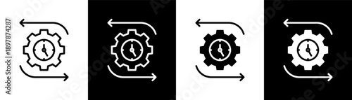 schedule white icon set design