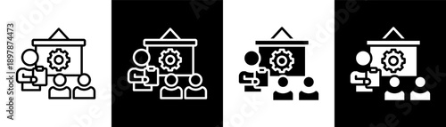 presentation white icon set design