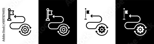 roadmap white icon set design