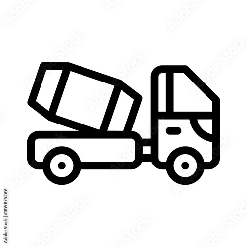 concrete mixer line icon