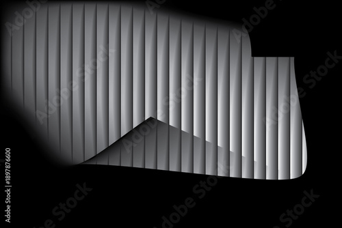 Grey Vertical Stripes with Torn Paper Effect and Black Background image stock