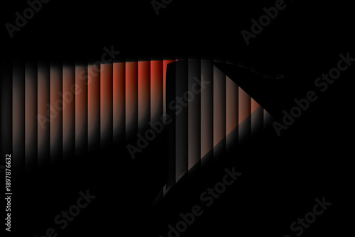 Red Vertical Stripes with Torn Paper Effect and Black Background image stock