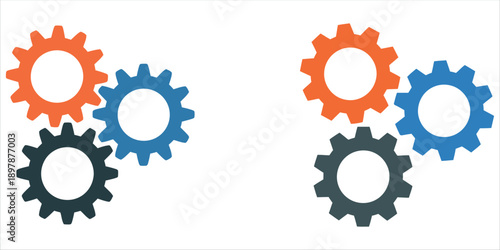 Modern colorful gear icons for business and technology.