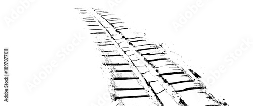 Vector grunge tire tracks road white background