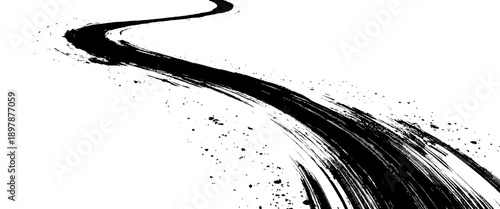 Vector grunge tire tracks road white background